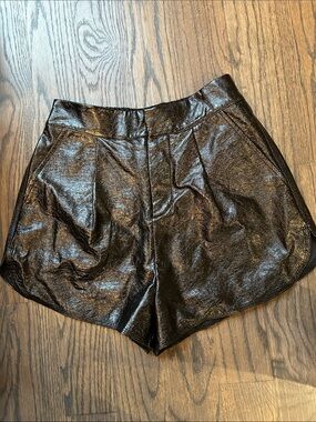 GREY LAB Black High-Waist Shiny Shorts